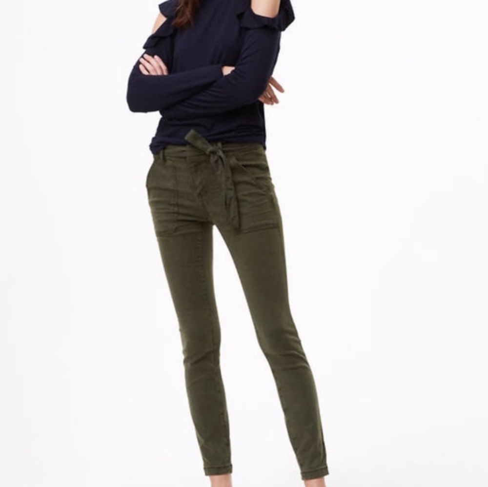 Loft skinny tie waist pants in black